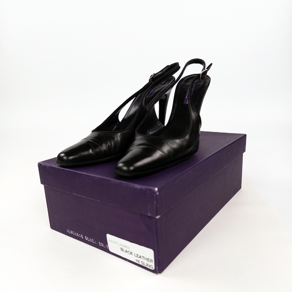 Ralph Lauren Purple Label Black Slingback Heels Pumps - Picture 7 of 7
